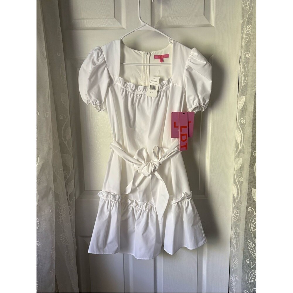 New Anthropologie LDT ruffled Puff Sleeve belted babydoll Mini Dress size 2 NWT